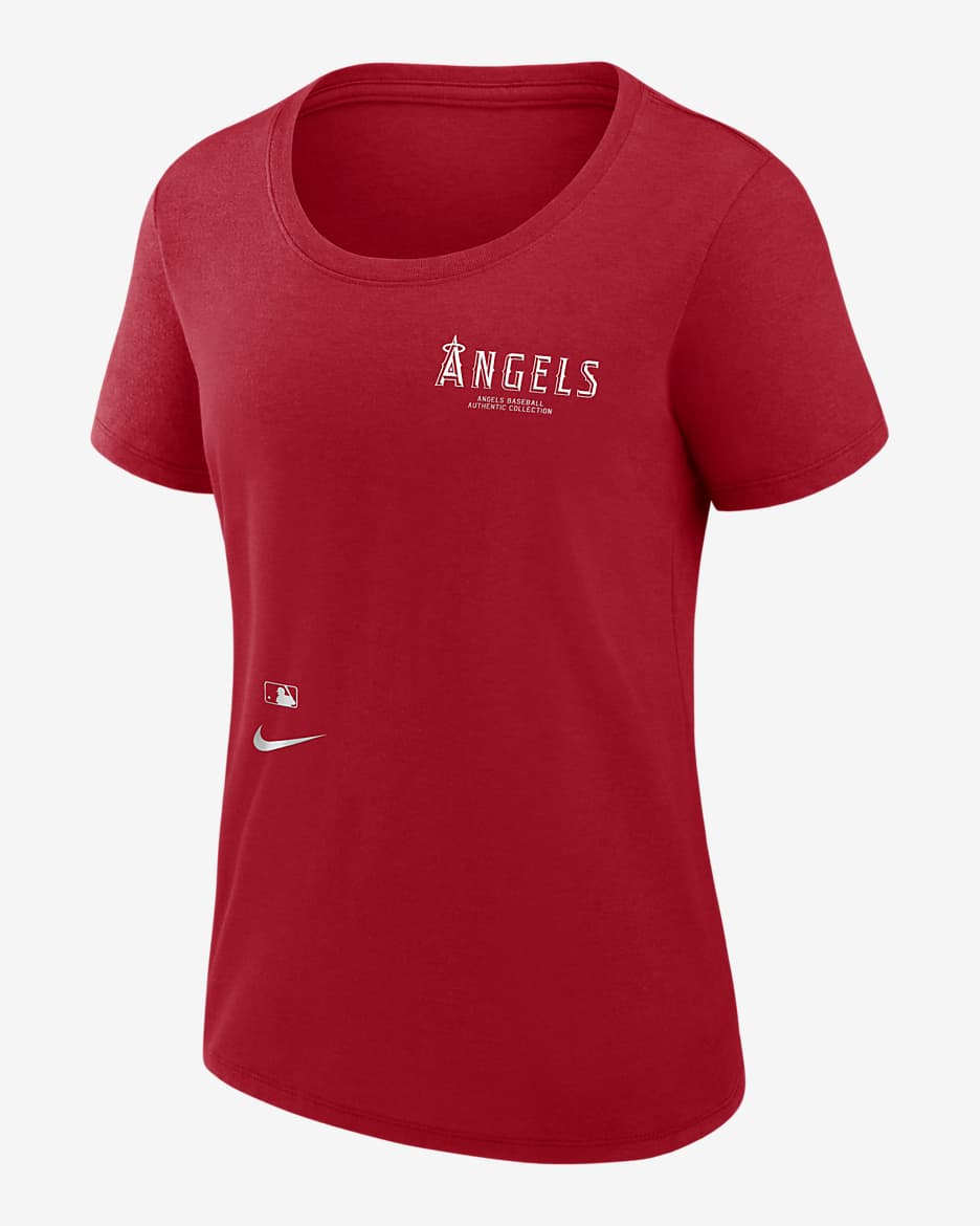 Women s Nike Red Los Angeles Angels Authentic Collection Performance Scoop Neck T Shirt Size Small